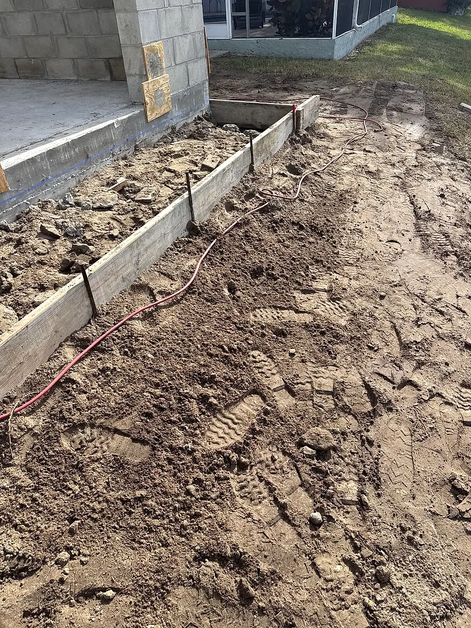 Formed footing trench for a new addition