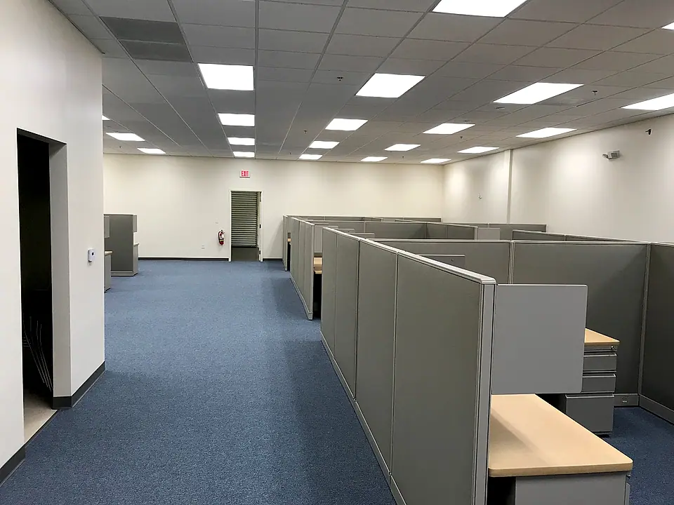 Office build-out with new carpet, lighting and cubicles