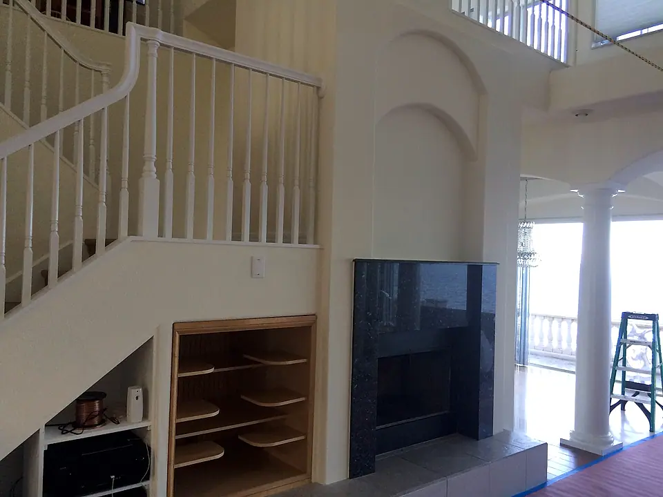 Under-stair built-ins in a waterfront home
