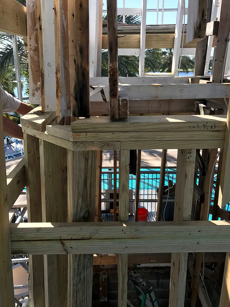 New framing inside the slide tower
