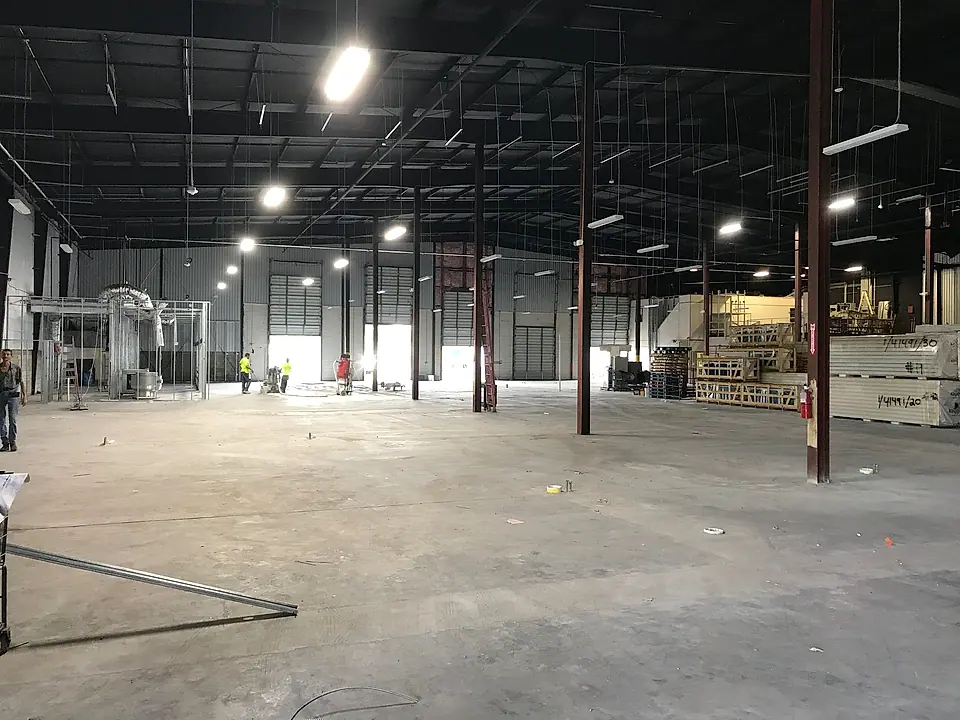 Open warehouse with new high-bay lighting